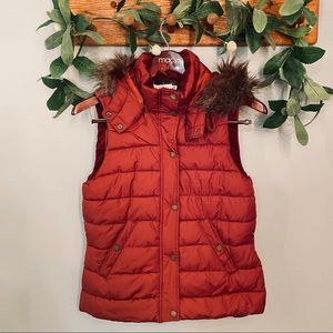 H&M Burnt Orange Puffer Vests with Removable Faux Fur Lined Hood | OLIVE SOLD